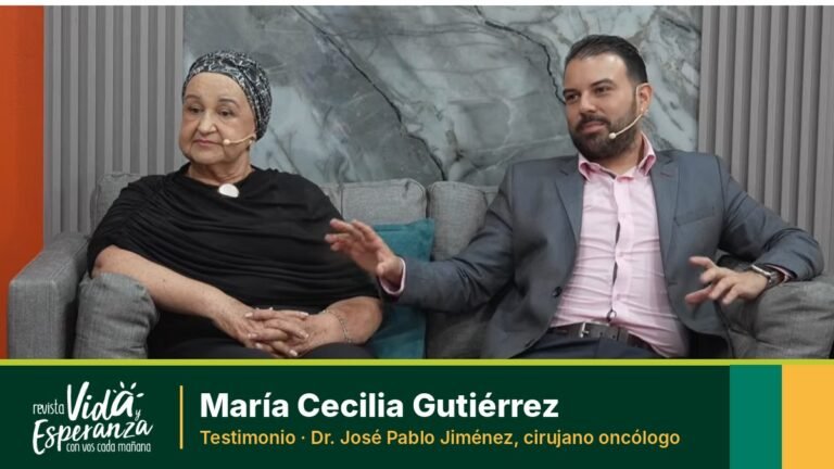 María Cecilia Gutiérrez y el Dr. José Pablo Jiménez Trigueros en el set de la Revista Vida y Esperanza